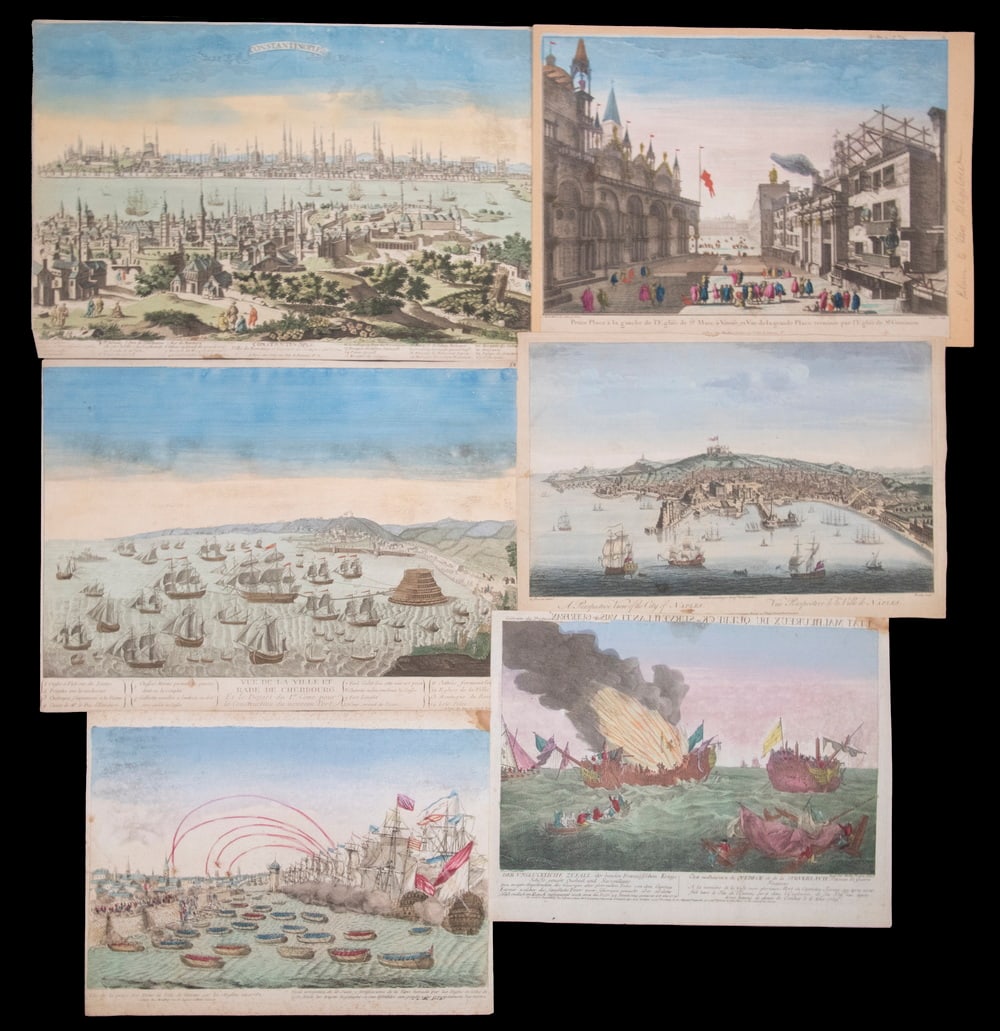 (6) 18TH C. CONTINENTAL VUE D'OPTIQUE PRINTS, UNFRAMED, IN ART FOLIO (1 of 8)