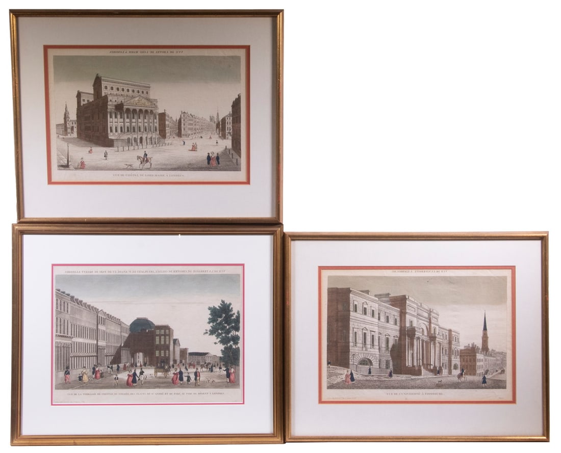 (3) 19TH C VUE D'OPTIQUE ARCHITECTURAL PRINTS, ENGLAND, SIMILAR FRAMES (1 of 4)