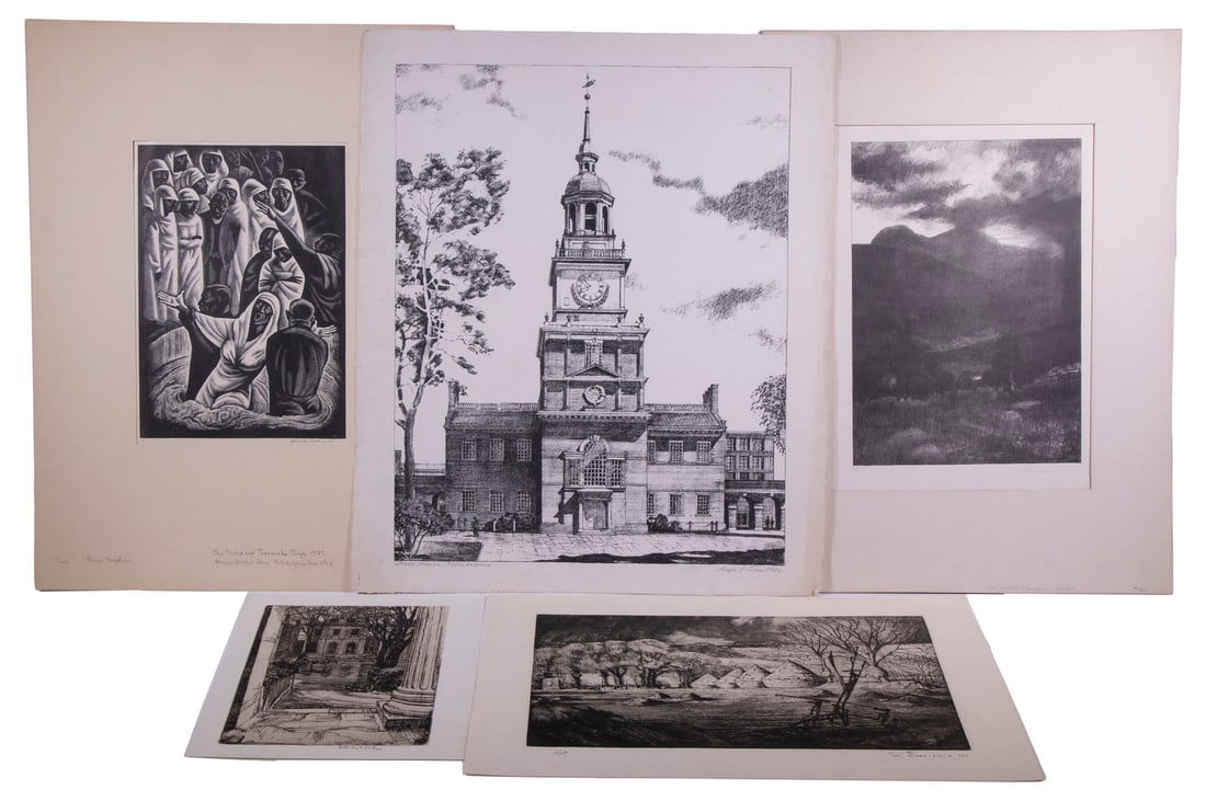 (5) INTERWAR US/UK PRINTS PRINT CLUB OF PHILA, UNFRAMED (1 of 6)