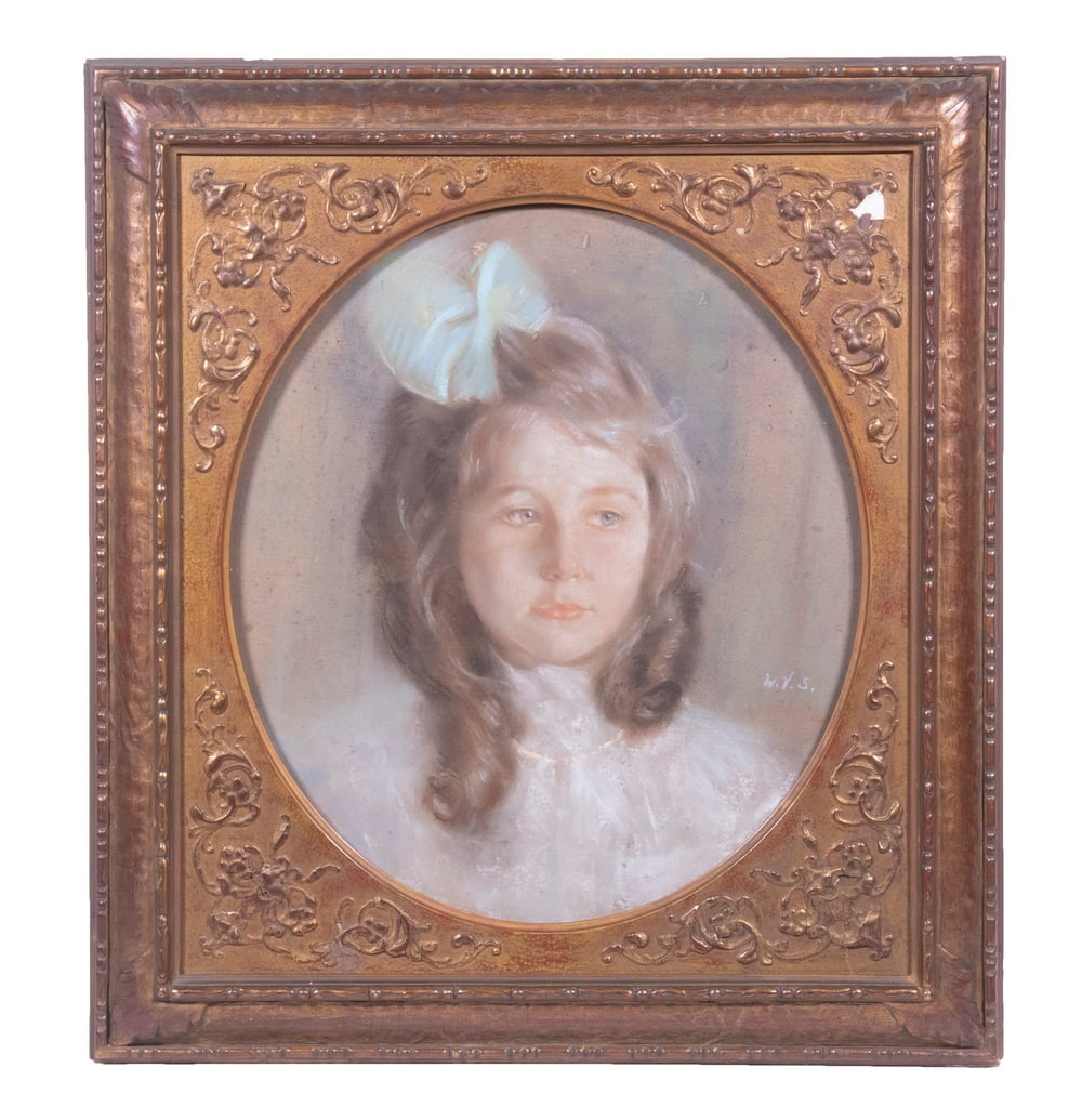 PASTEL PORTRAIT OF A GIRL CIRCA 1910, INITIALED W.V.S. (1 of 4)