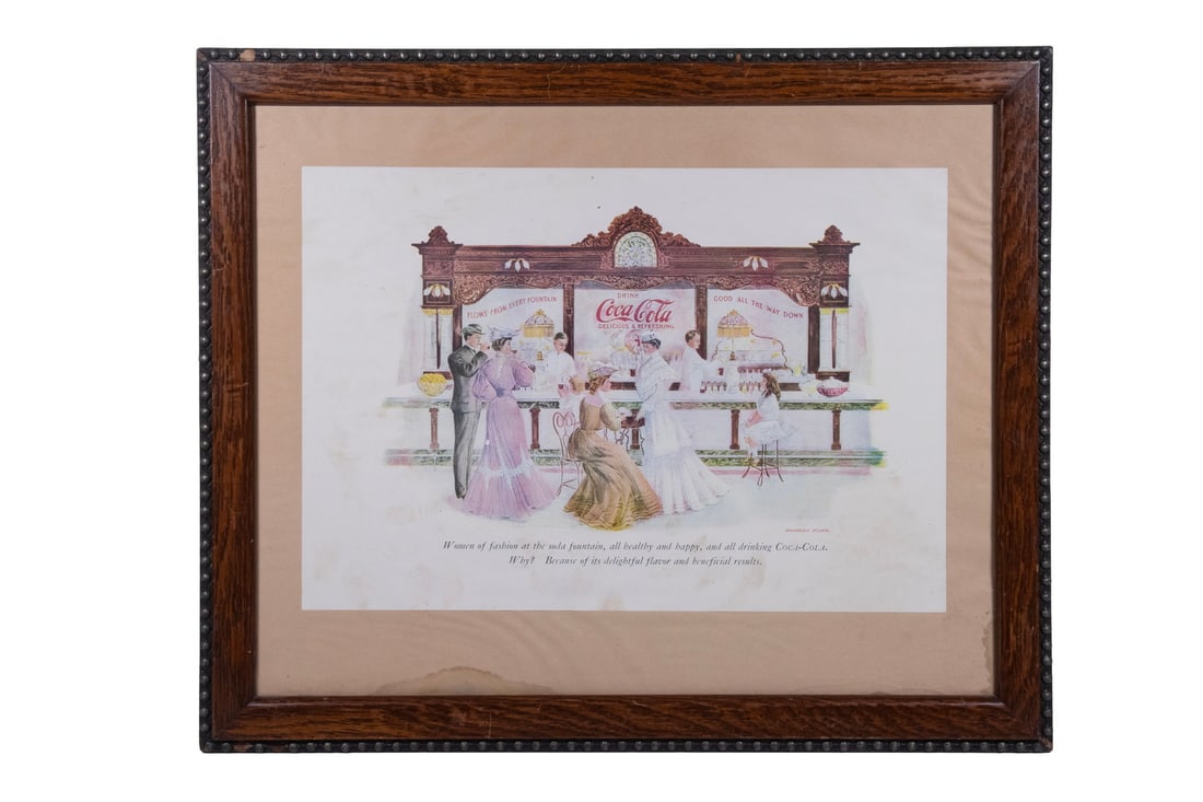 CIRCA 1900 COCA COLA "SODA FOUNTAIN" AD, IN ORIGINAL FRAME (1 of 3)