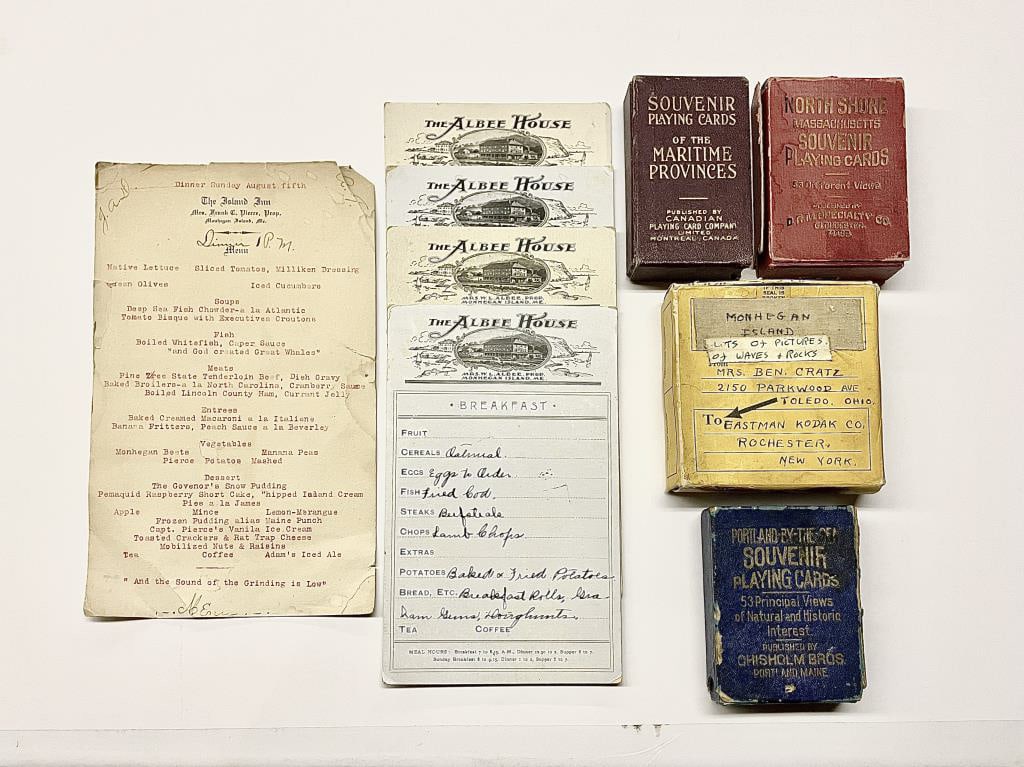 COLLECTION OF MONHEGAN MENUS AND SOUVENIR ITEMS, C. 20TH CENTURY (1 of 1)
