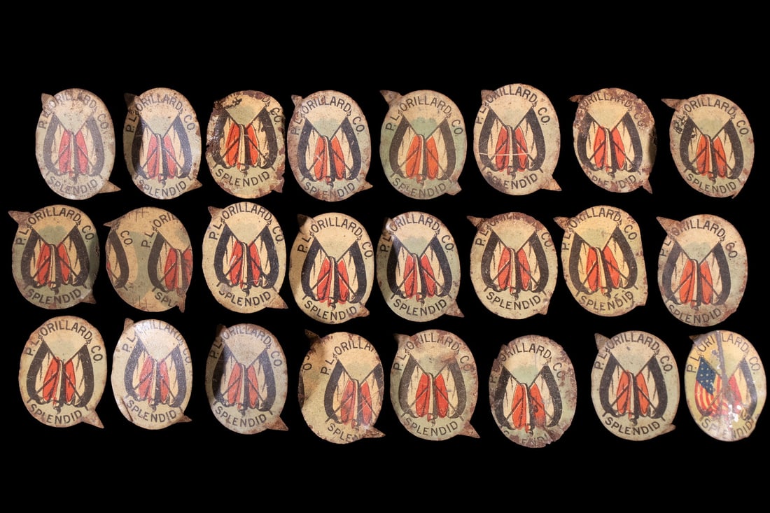 (24) ANTIQUE TOBACCO TIN TAGS P. LORILLARD CO. SPLENDID (1 of 2)