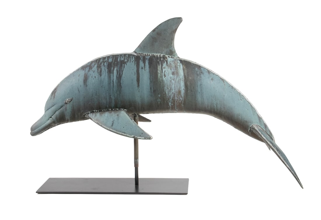 COPPER DOLPHIN WEATHERVANE, 20TH C. (1 of 2)