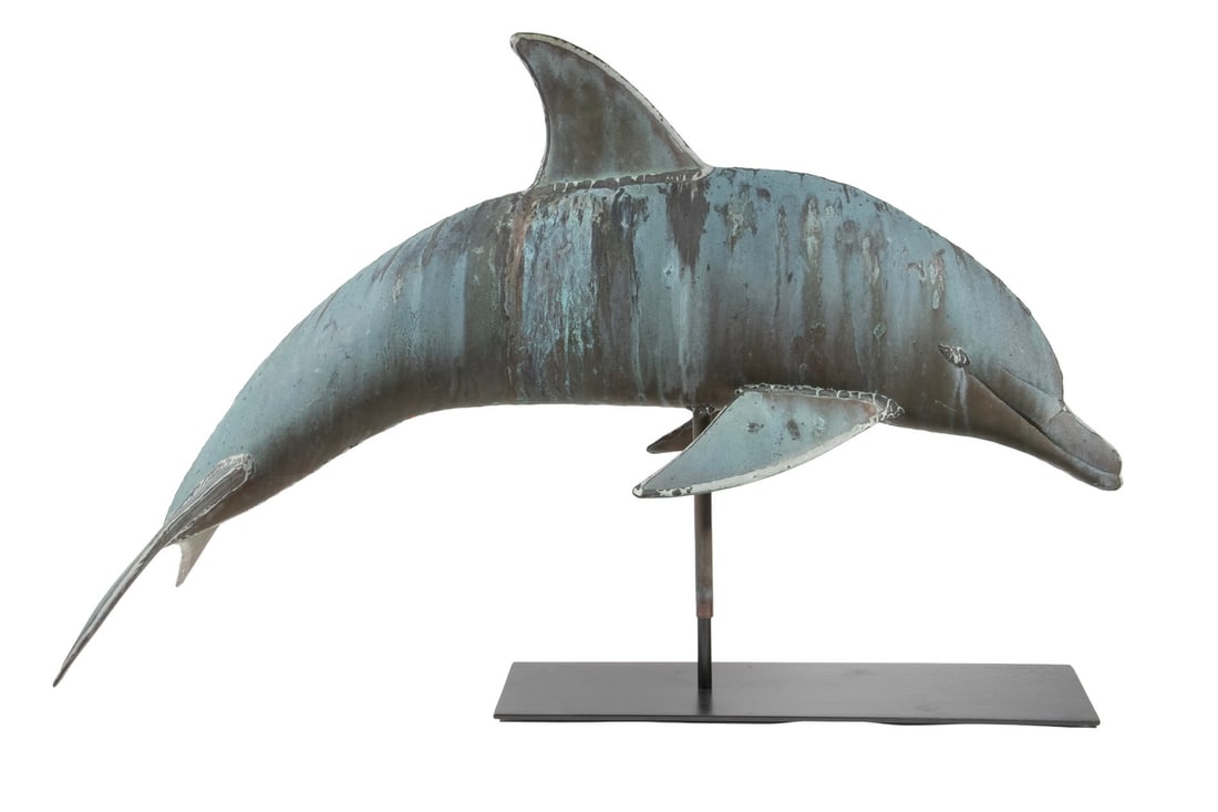 COPPER DOLPHIN WEATHERVANE, 20TH C. - 2