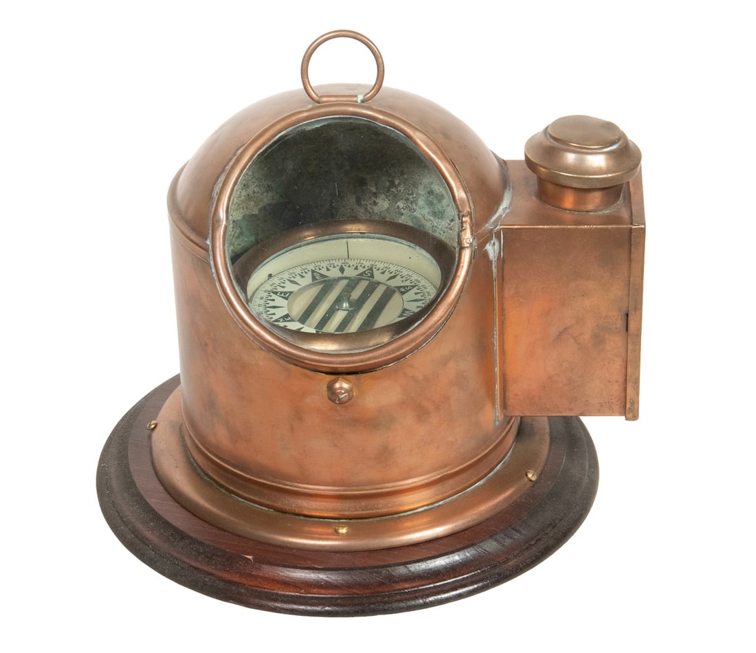 COPPER BINNACLE WITH GIMBALED COMPASS (1 of 2)