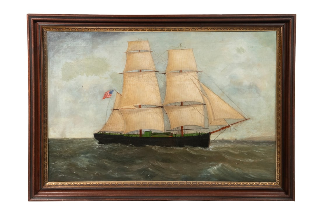 CIRCA 1889 AMERICAN BRIG UNDERWAY (1 of 3)