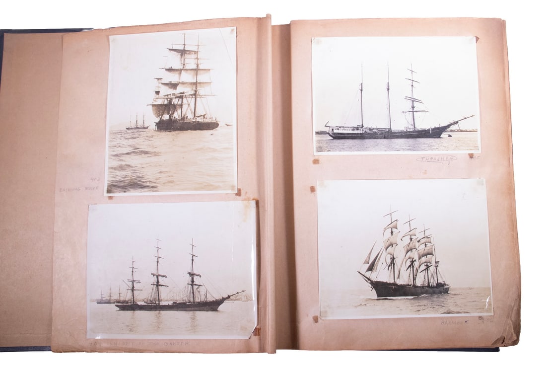 LARGE CIRCA 1910-30 BINDER (744) ORIGINAL SAILING SHIP PHOTOS (1 of 5)