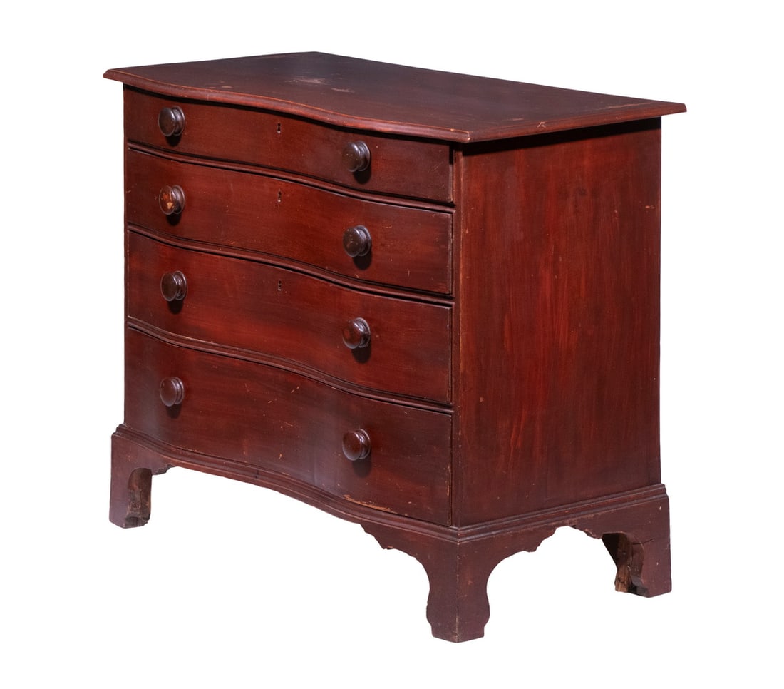 18TH C. CHIPPENDALE SERPENTINE FRONT CHEST (1 of 8)