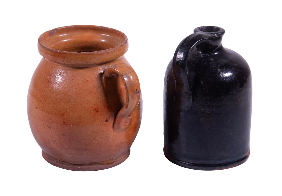 (2) EARLY REDWARE JARS - 2