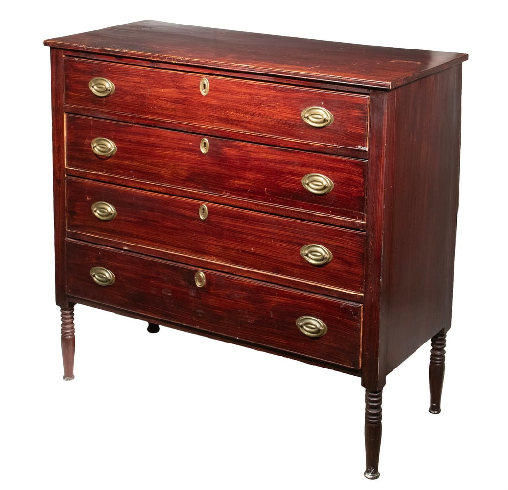 GRAIN PAINTED SHERATON STYLE CHEST (1 of 4)