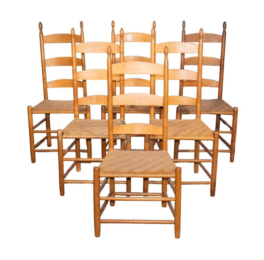 (6) SHAKER SPLINT SEAT LADDERBACK CHAIRS (1 of 4)