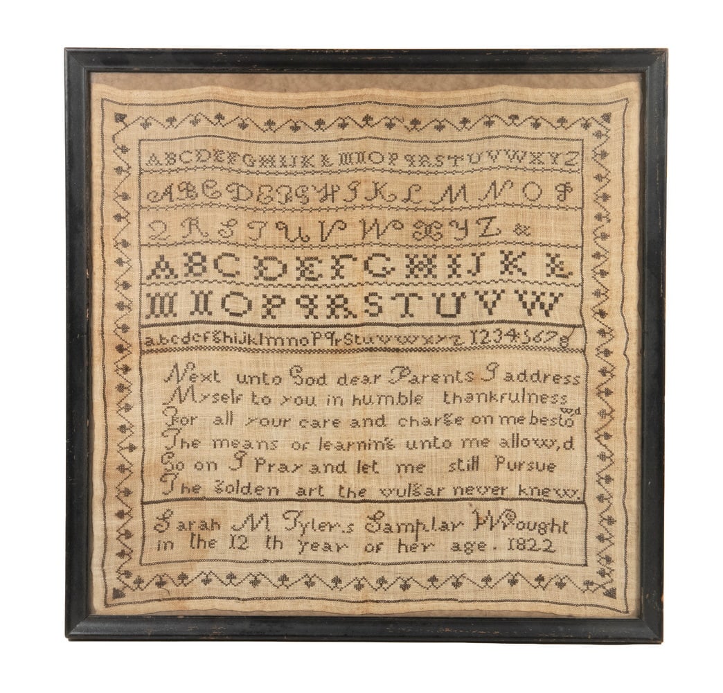 1822 SAMPLER BY SARAH M. TYLER, AGE 12 (1 of 2)