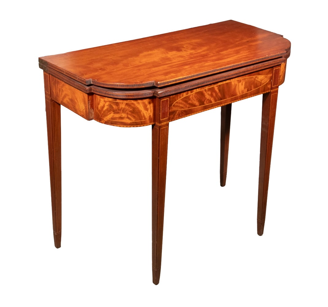 E. CROSS, 1804 HEPPPLEWHITE CARD TABLE (1 of 4)