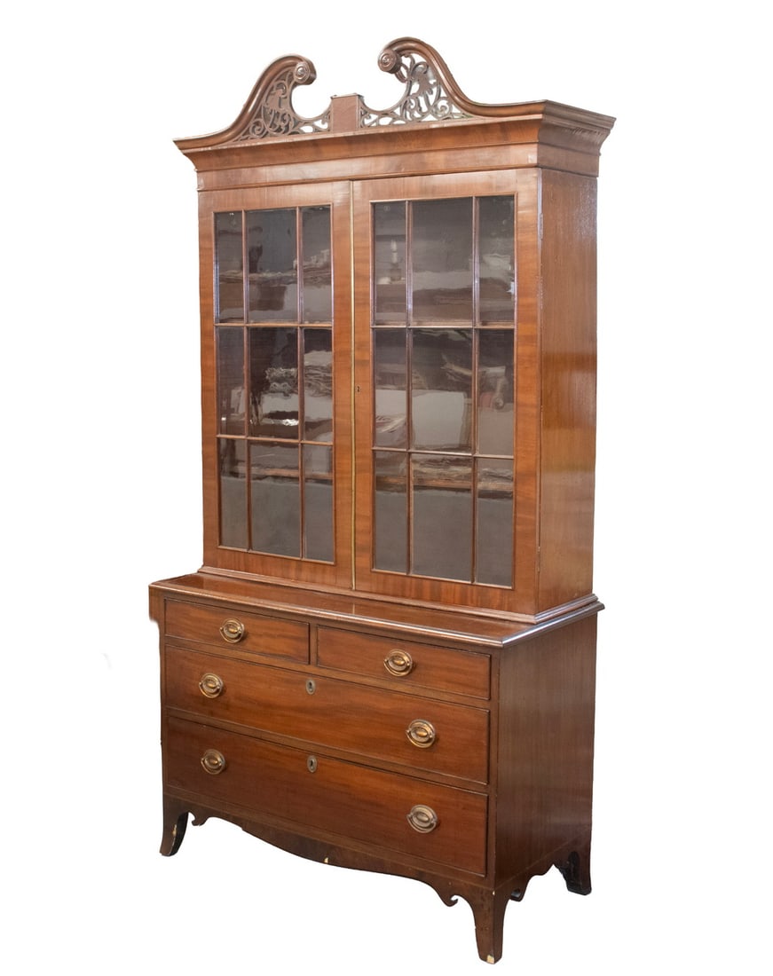 CIRCA 1830 MAHOGANY SECRETAIRE BOOKCASE (1 of 4)