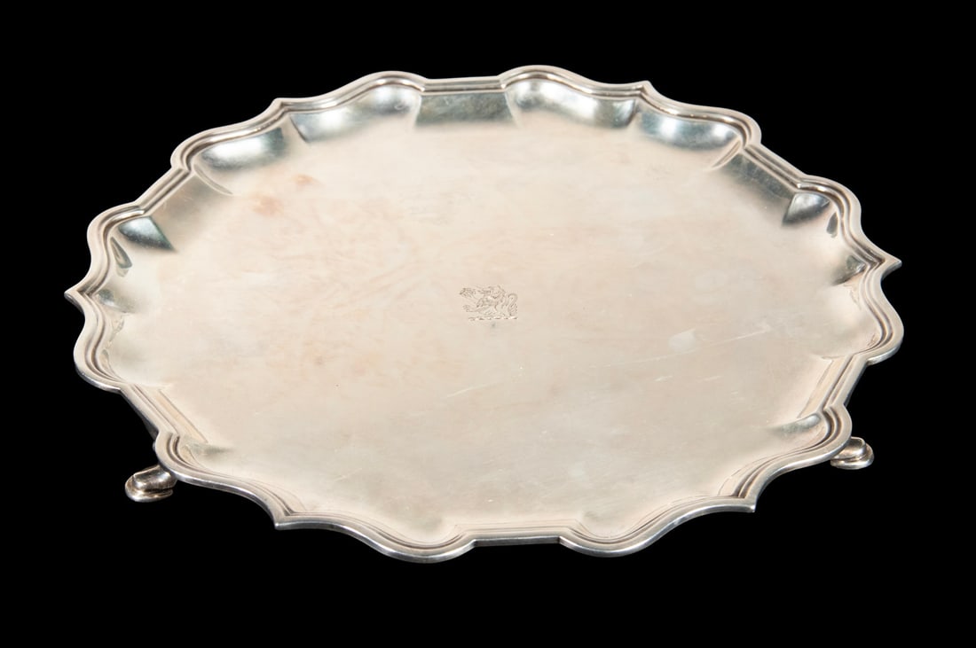 ENGLISH GEORGE V PERIOD STERLING SILVER SALVER (1 of 3)