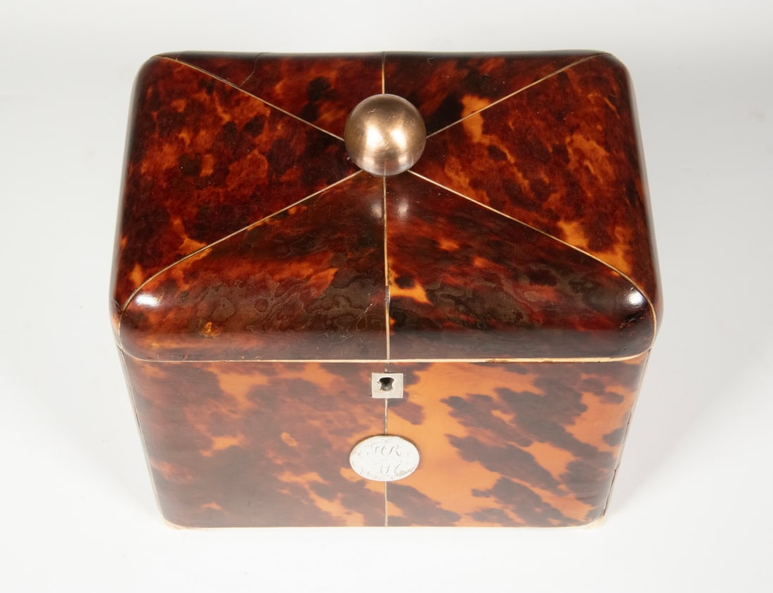 19TH C. TORTOISESHELL TEA CADDY - 2