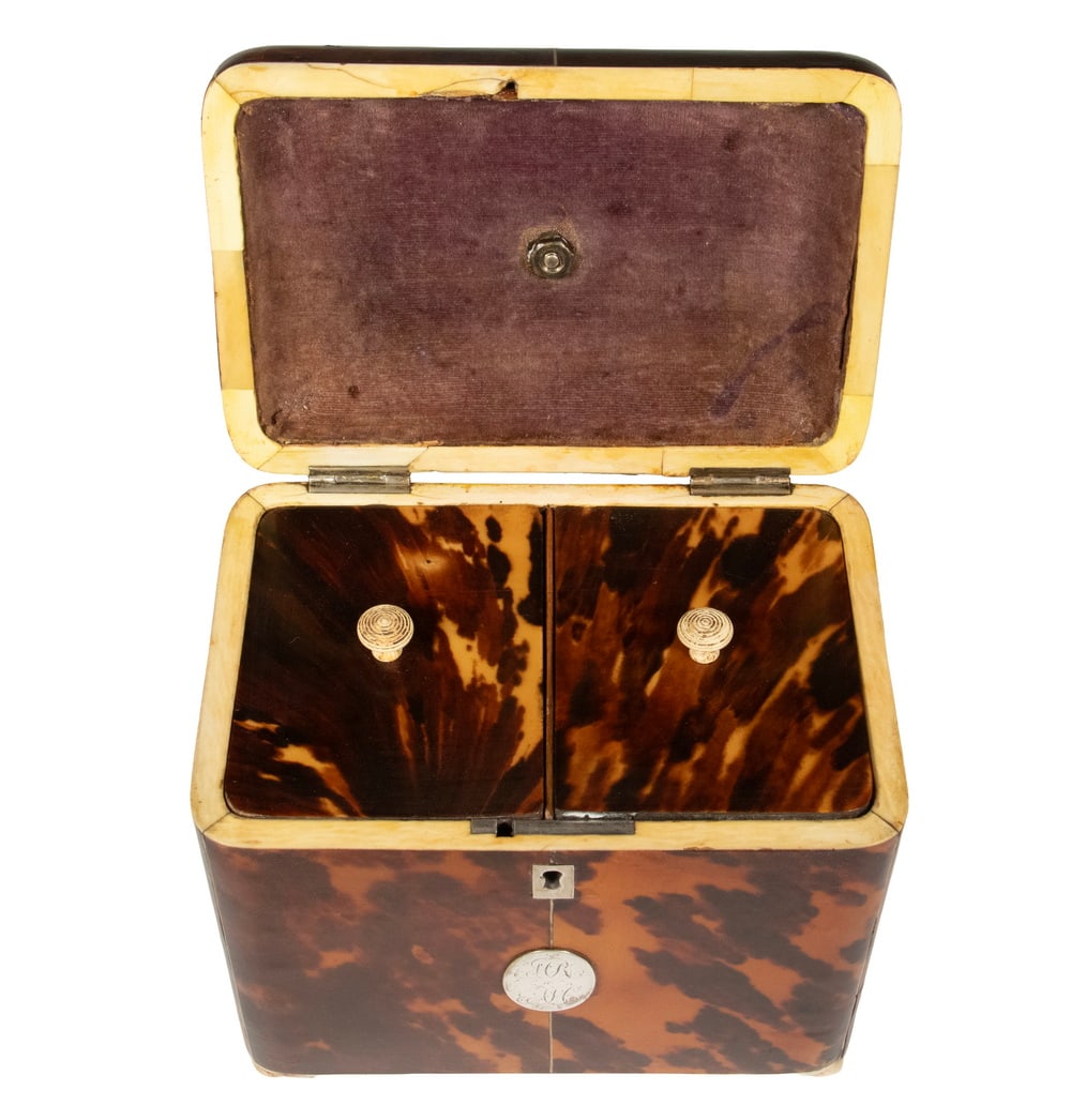 19TH C. TORTOISESHELL TEA CADDY - 3