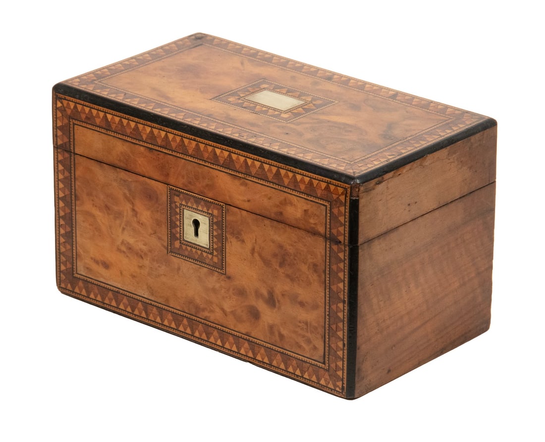 19TH C. ENGLISH TUNBRIDGEWARE TEA CADDY (1 of 3)