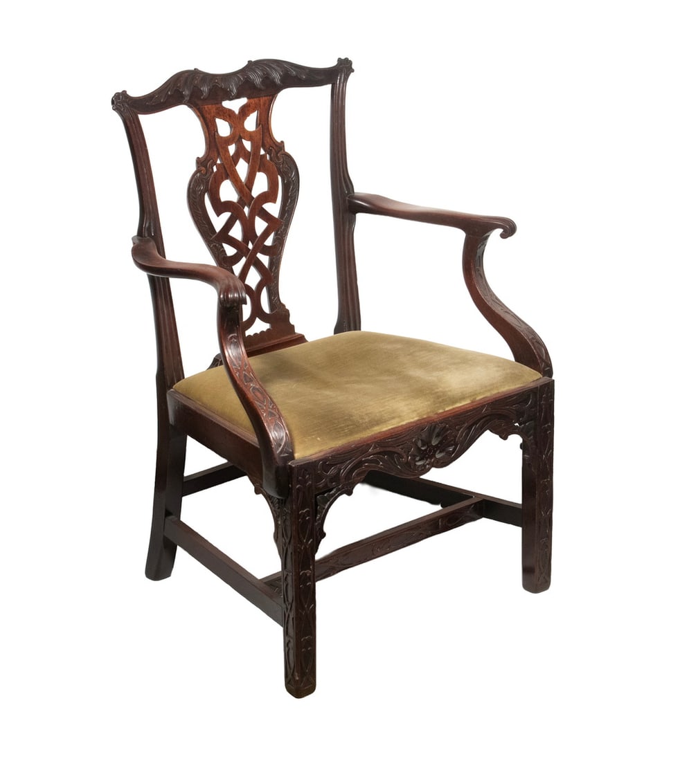 ENGLISH CHIPPENDALE PERIOD MAHOGANY ARMCHAIR (1 of 4)