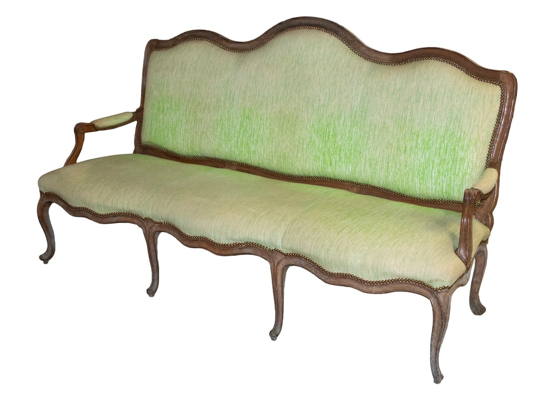 FRENCH LOUIS XVI SOFA IN CELERY GREEN FABRIC (1 of 2)