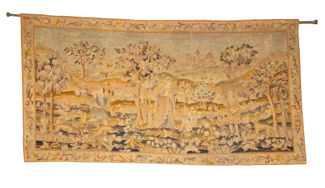 EARLY 20TH C FRENCH NEEDLEPOINT TAPESTRY (1 of 2)