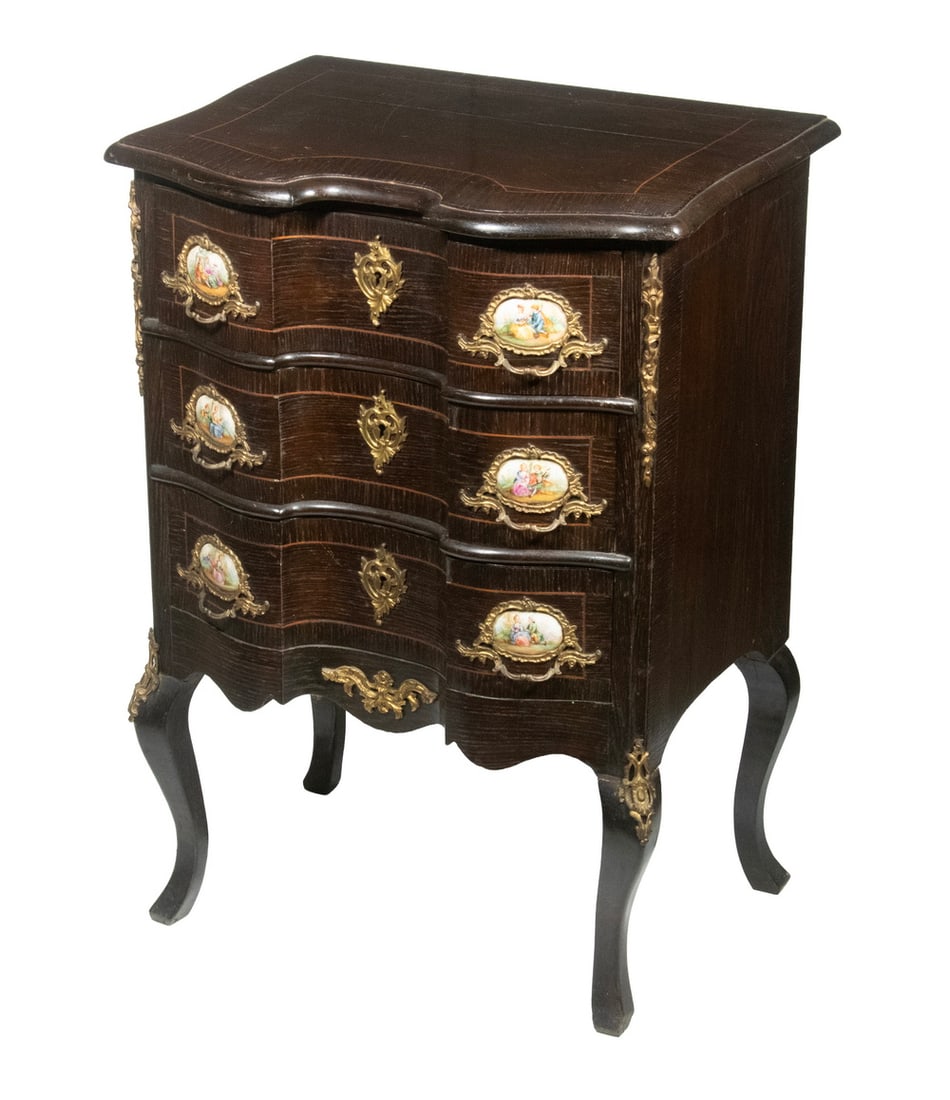 19TH C. FRENCH EBONIZED THREE-DRAWER STAND WITH PORCELAIN PLAQUES (1 of 5)