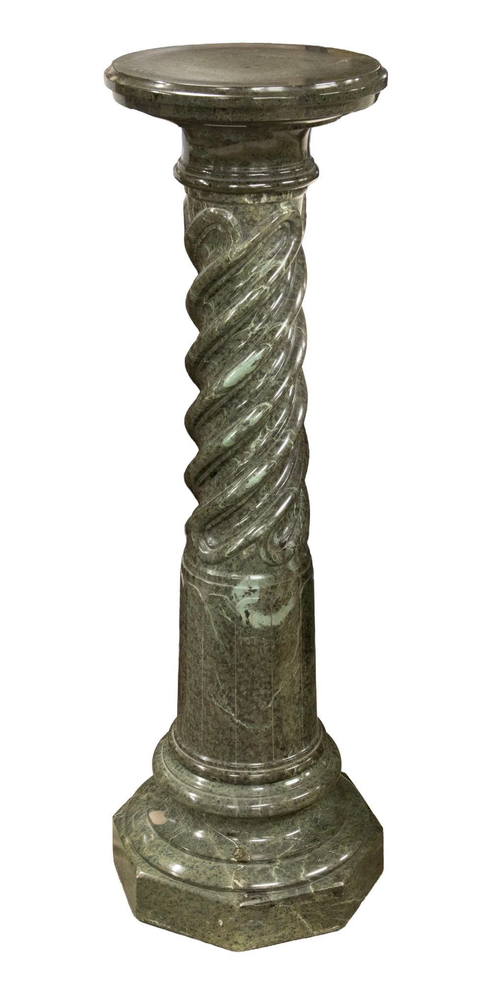 19TH C. GREEN MARBLE DISPLAY PEDESTAL (1 of 1)