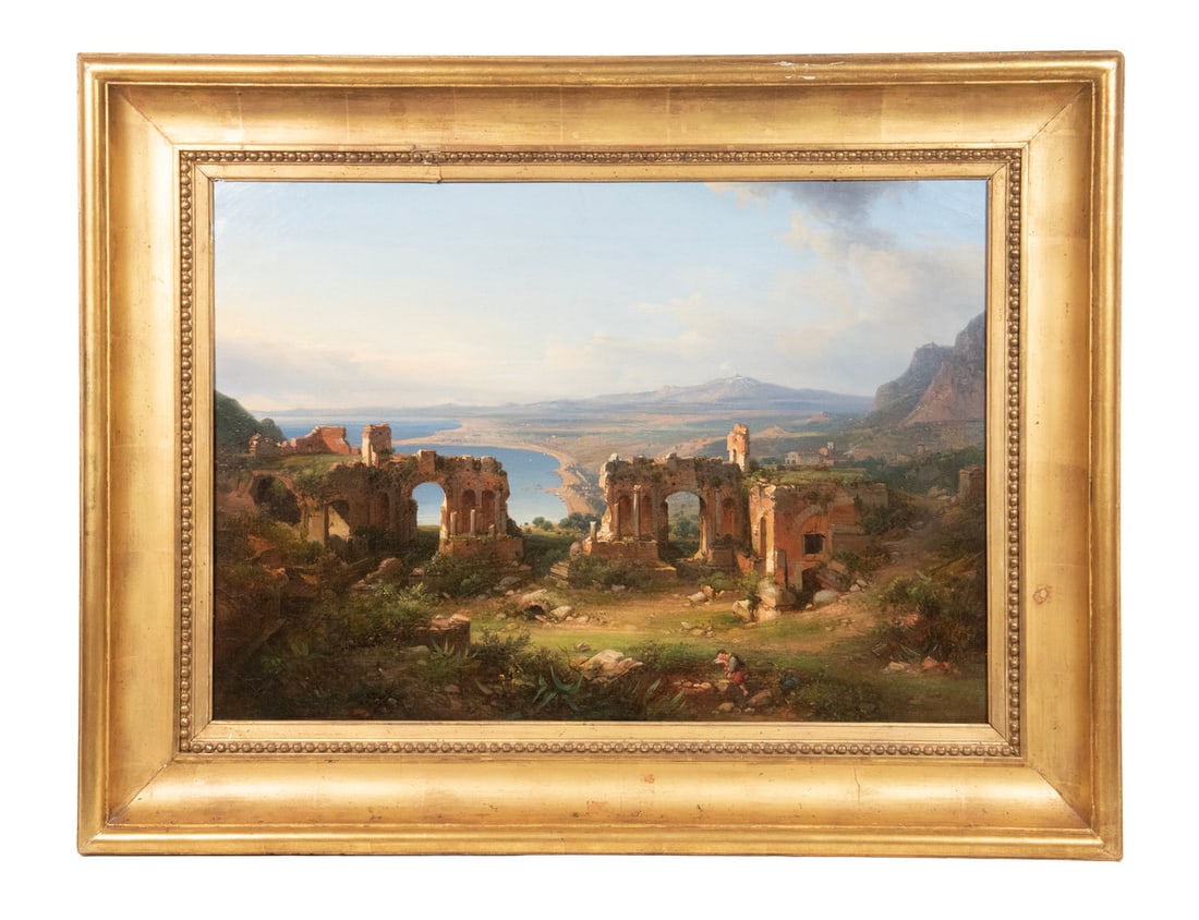 EARLY 19TH C. ITALIAN LANDSCAPE WITH RUINS, UNSIGNED (1 of 4)