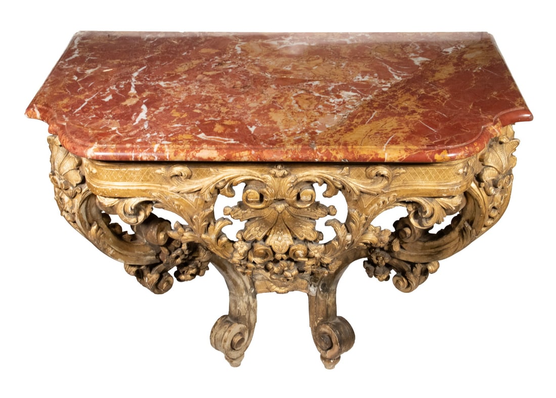 18TH C. ITALIAN ROCOCO MARBLE TOP CONSOLE TABLE (1 of 6)