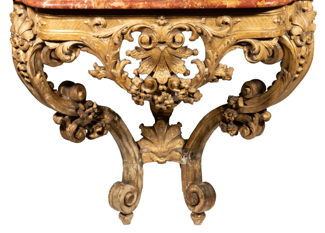 18TH C. ITALIAN ROCOCO MARBLE TOP CONSOLE TABLE - 2