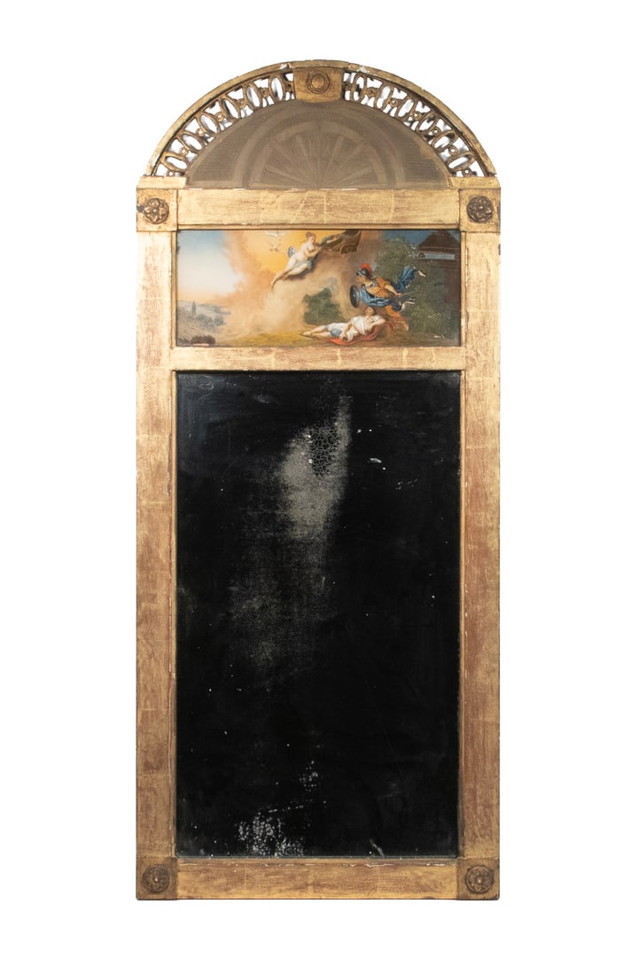 18TH C. NEO-CLASSICAL REVERSE GLASS PAINTED MIRROR (1 of 4)