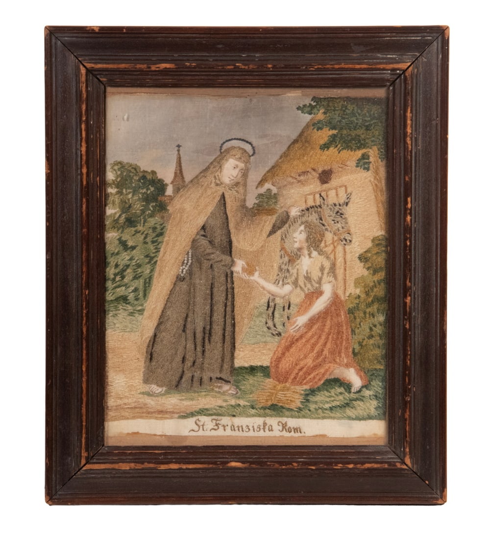 18TH C. ITALIAN RELIGIOUS TEXILE, FRAMED (1 of 3)