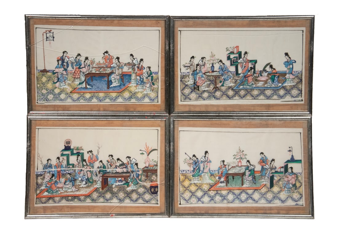 (4) CHINESE EXPORT PITH PAINTINGS, FRAMED (1 of 3)