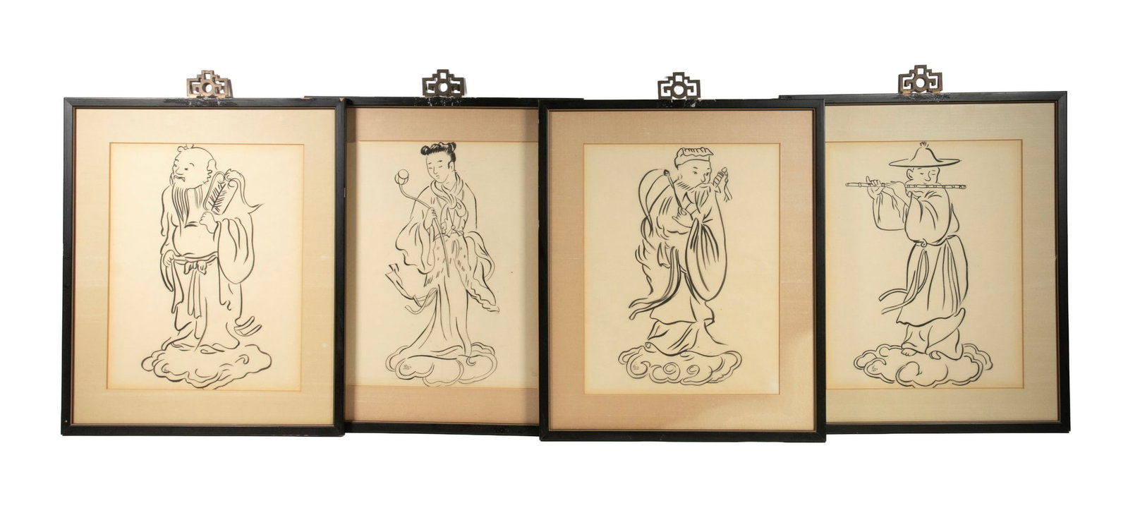 (8) CHINESE-STYLE FIGURAL INK DRAWINGS, "THE EIGHT IMMORTALS" (1 of 3)