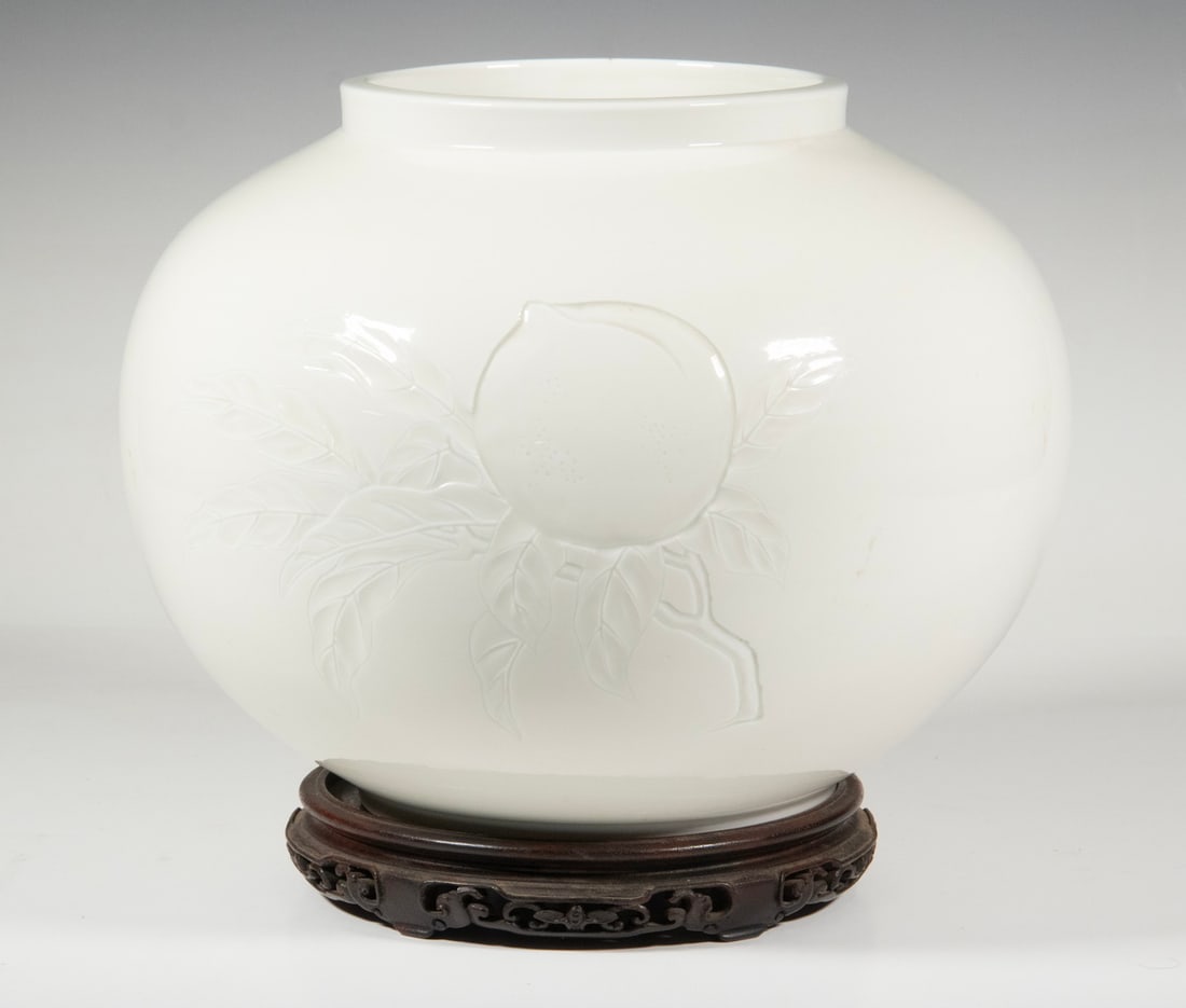 CHINESE WHITE-GLAZED MOLDED PEACH JAR (1 of 3)