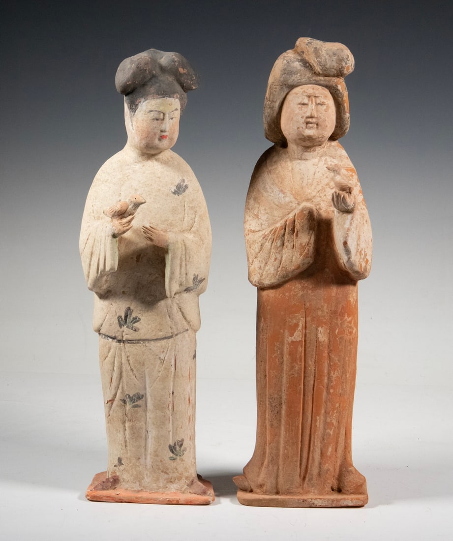 (2) CHINESE TANG-STYLE POTTERY FEMALE FIGURES (1 of 3)