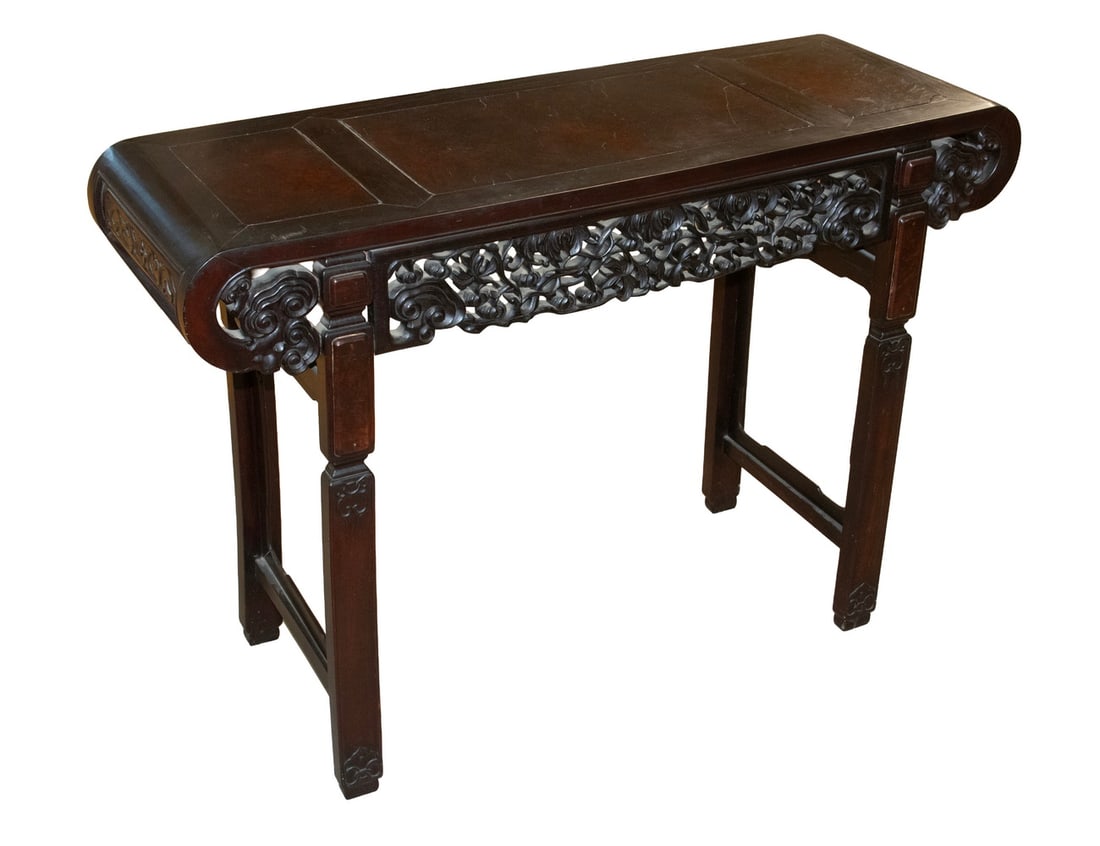 CHINESE HARDWOOD ALTAR TABLE WITH ROSEWOOD INLAY, 19TH CENTURY (1 of 3)