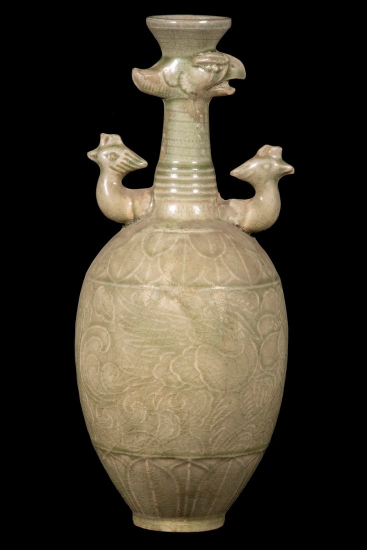 CHINESE CELADON GLAZED FIGURAL VASE (1 of 4)