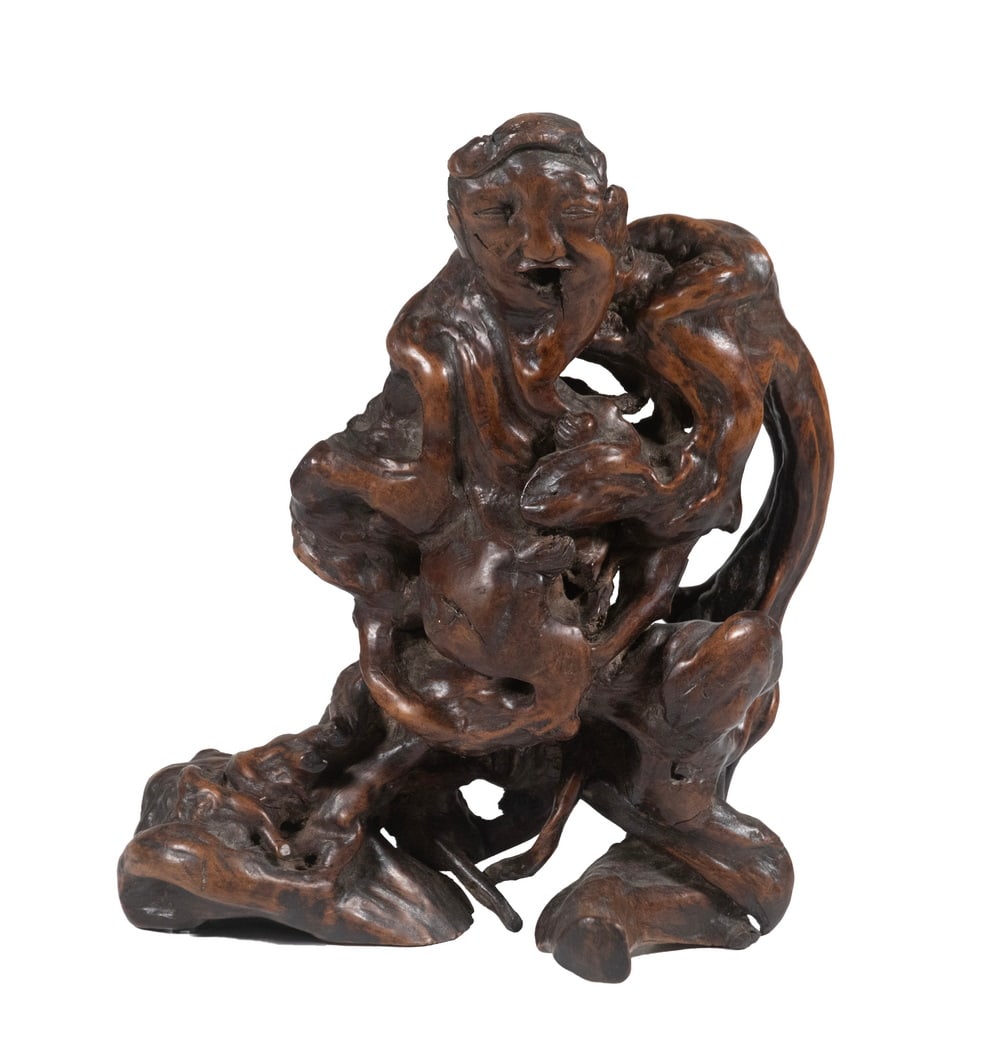 VINTAGE CHINESE ROOT WOOD CARVING FIGURE (1 of 3)