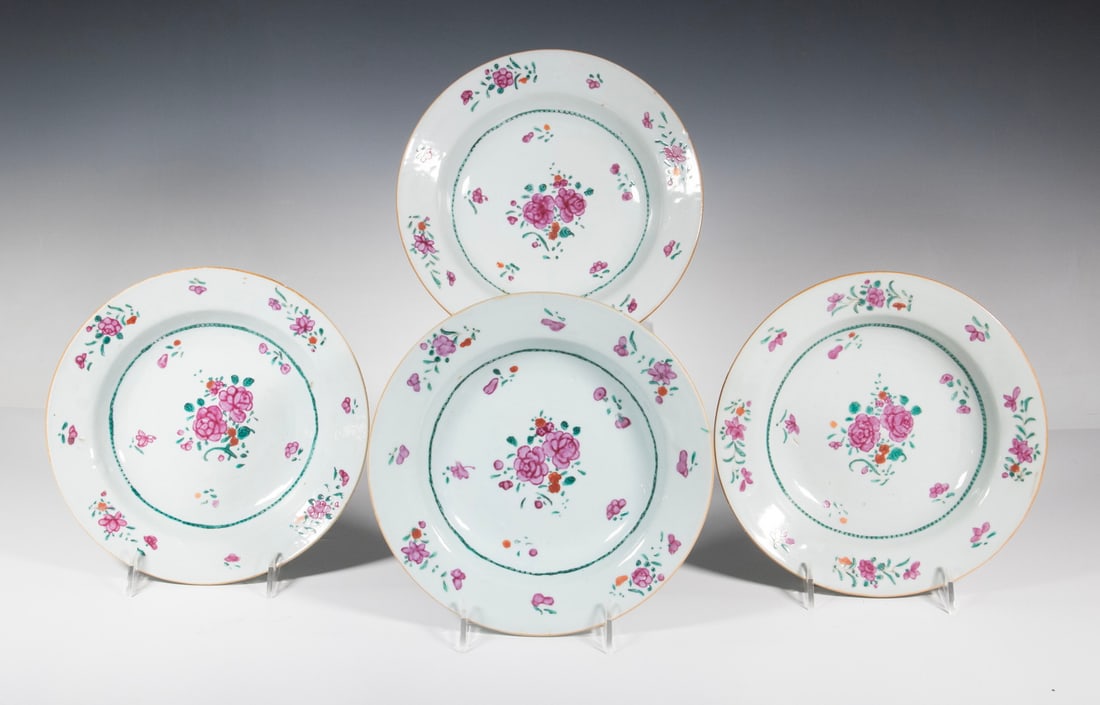 (4) 18TH C. CHINESE EXPORT FAMILLE ROSE PLATES (1 of 4)