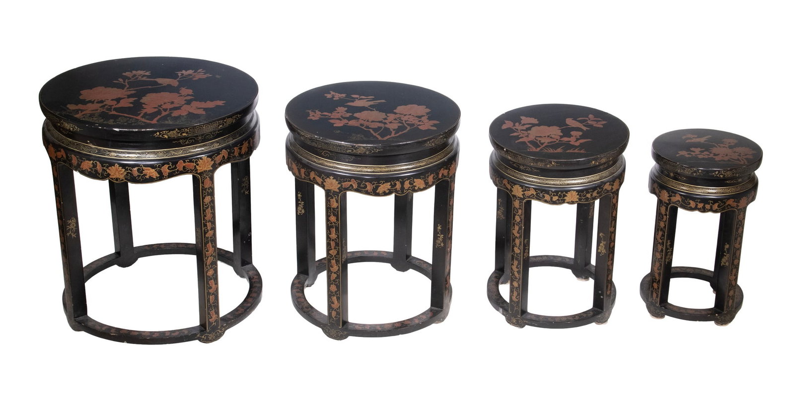 SET OF (4) CHINESE LACQUER NESTING TABLES (1 of 5)