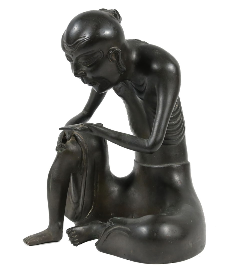 CHINESE BRONZE FIGURE OF AN ASCETIC, 18TH/19TH C. (1 of 12)
