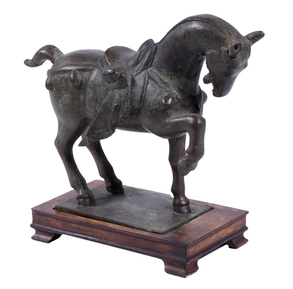 CHINESE BRONZE HORSE ON STAND (1 of 4)