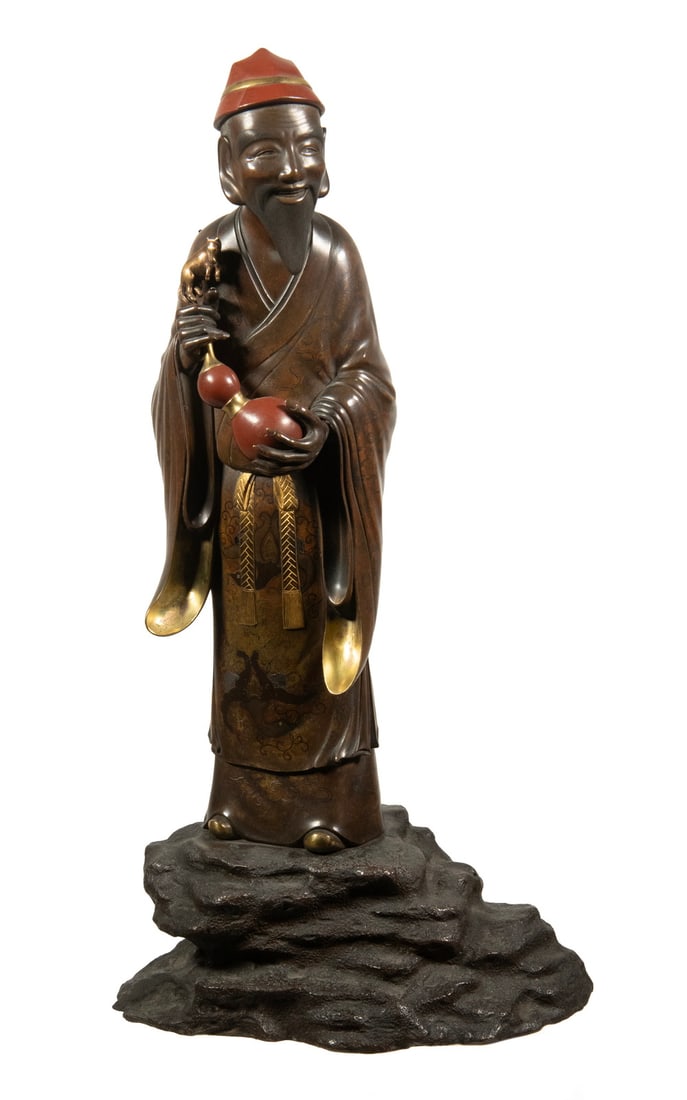 JAPANESE MIXED METAL BRONZE SCHOLAR FIGURE (1 of 3)