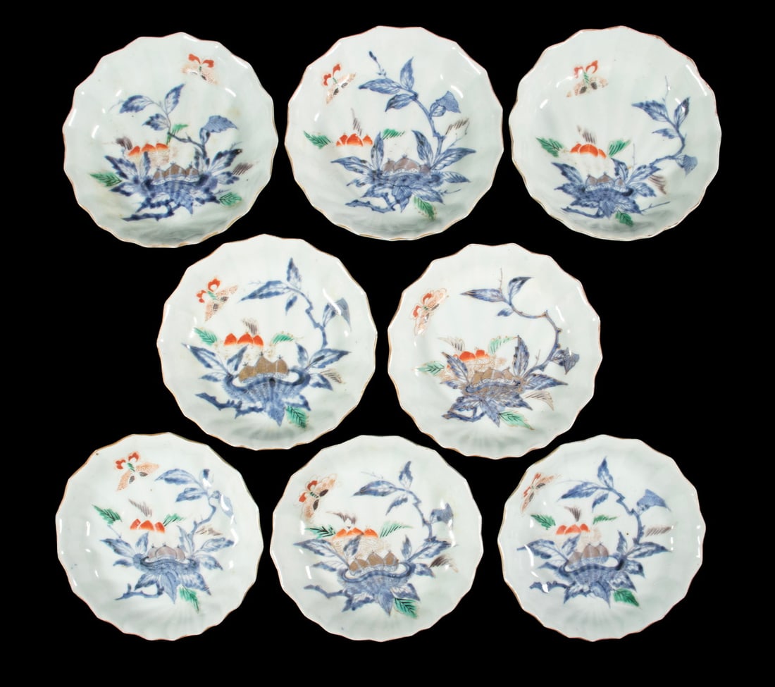 (8) JAPANESE YAMANAKA & CO. IMARI BUTTERFLY PORCELAIN DISHES (1 of 3)