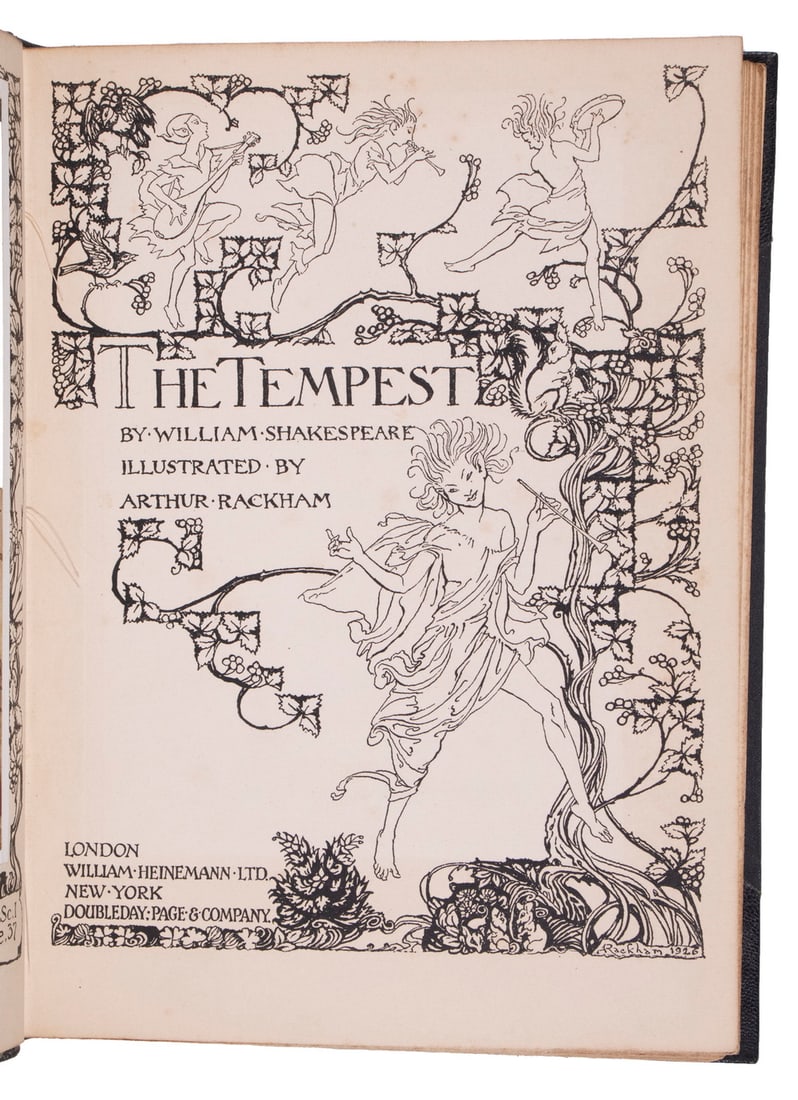 'THE TEMPEST', SHAKESPEARE, ILLUS RACKHAM, 1926, 1ST ED (1 of 6)