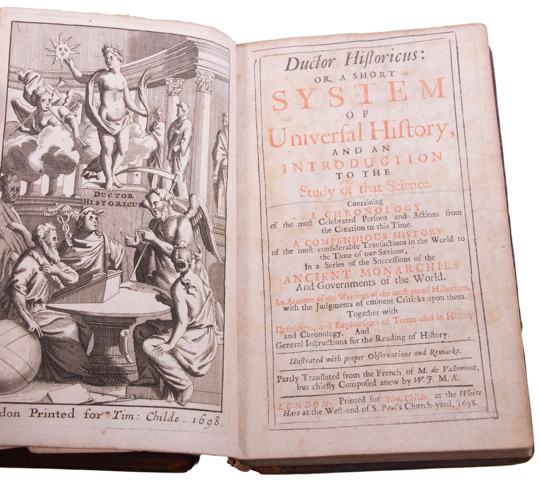 RARE 1698 UNIVERSAL HISTORY BOOK, ORIGINAL BINDING (1 of 5)