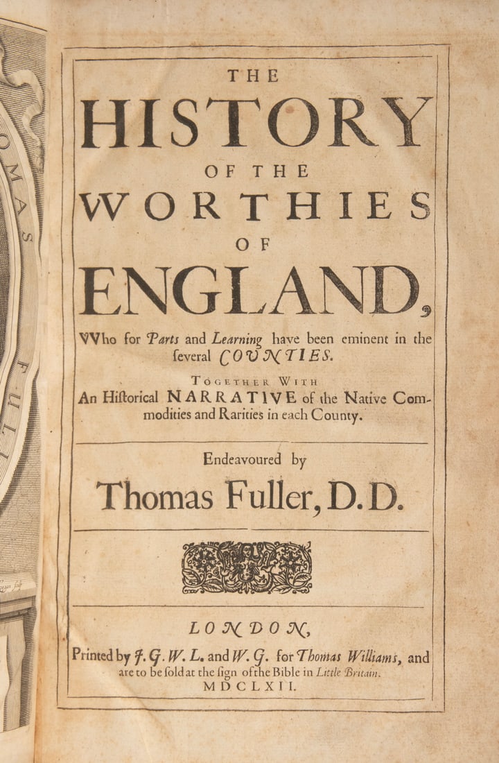 1ST ED 1662 "WORTHIES OF ENGLAND" BY FULLER, FIRST BIOGRAPHY OF SHAKESPEARE (1 of 5)