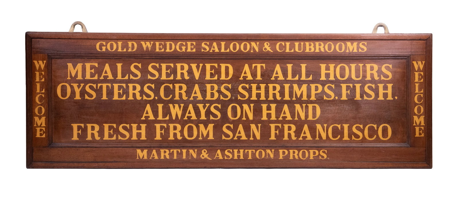 LARGE 19TH C. WATERFRONT SALOON INTERIOR SIGN (1 of 2)